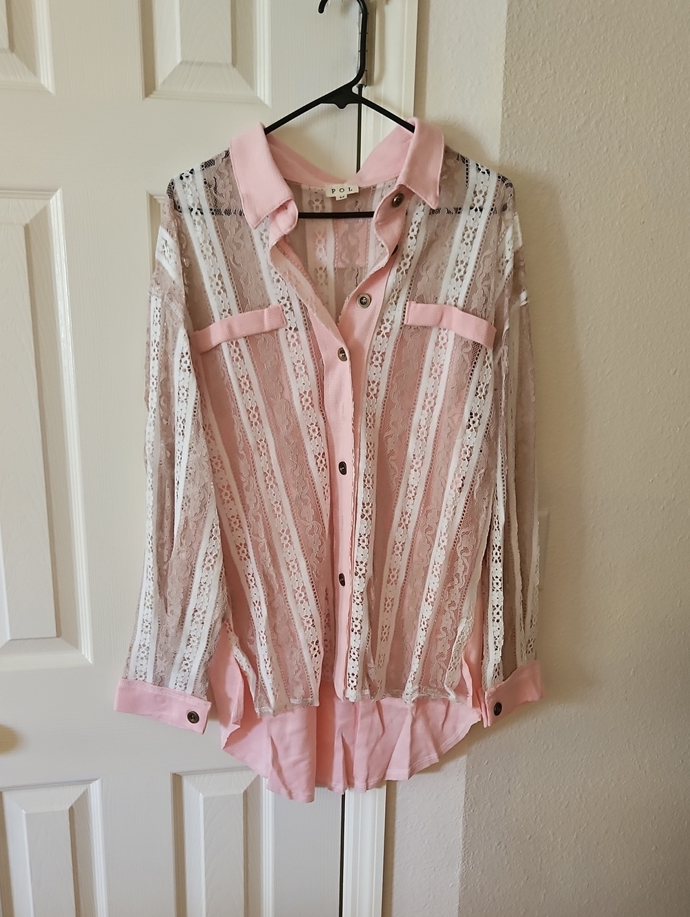POL Pink Lace-Shirt or Shacket